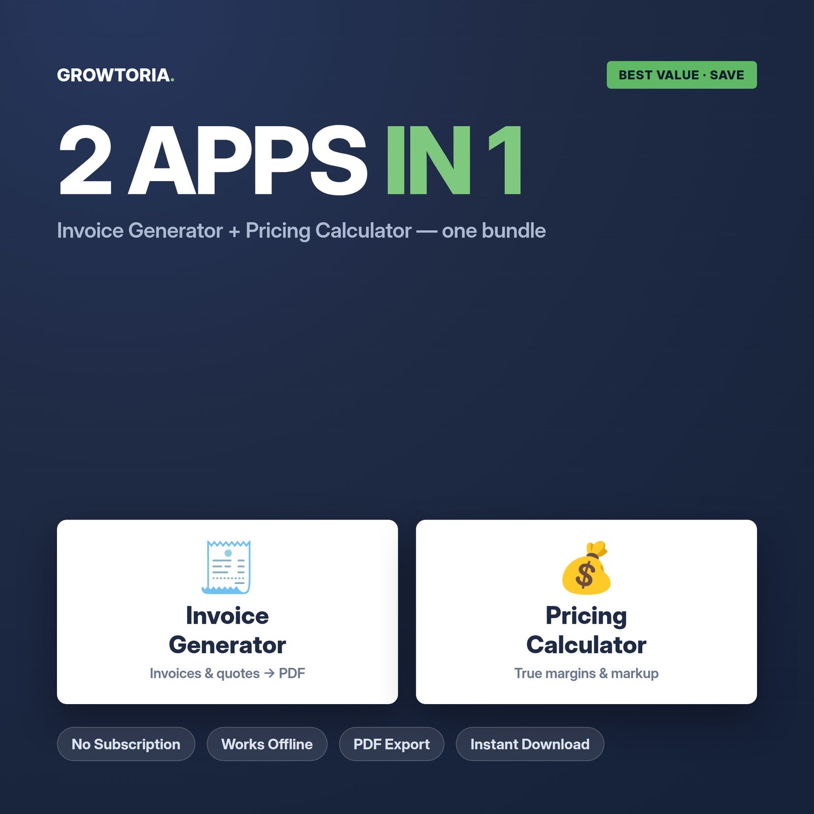 Freelancer Small Business Software Bundle Invoice Pricing Receipt Generator Apps