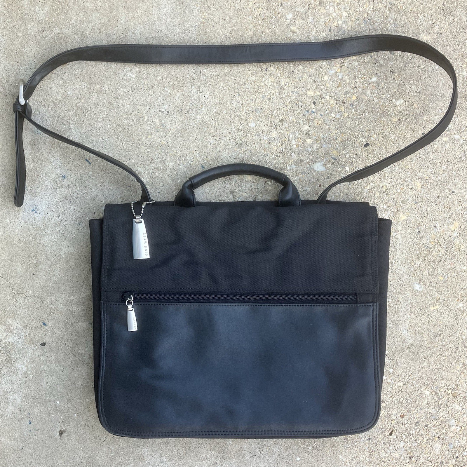 Nine West Laptop Messenger Commuter Bag briefcase Black crossbody 13"