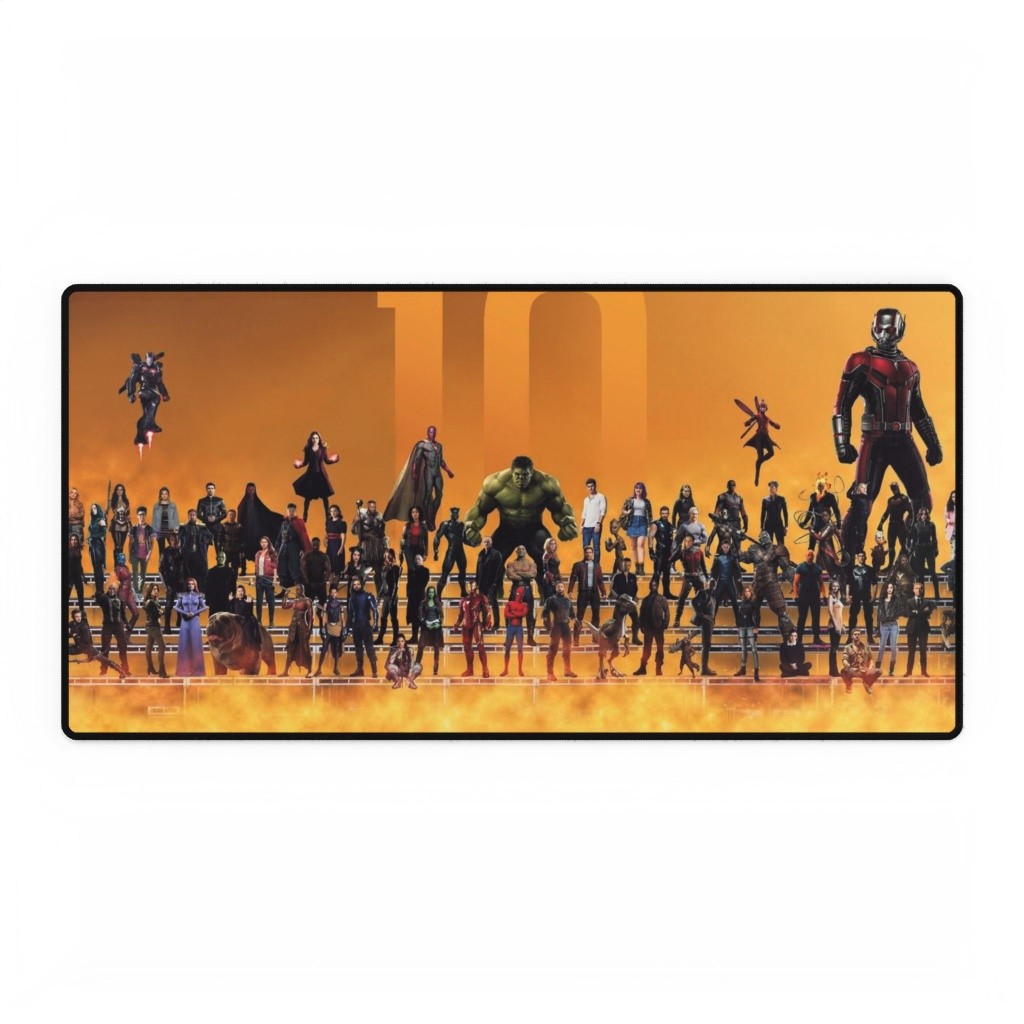 Marvel Studios 10th Anniversary Cinematic Universe Heroe Gold Mouse Pad Desk Mat