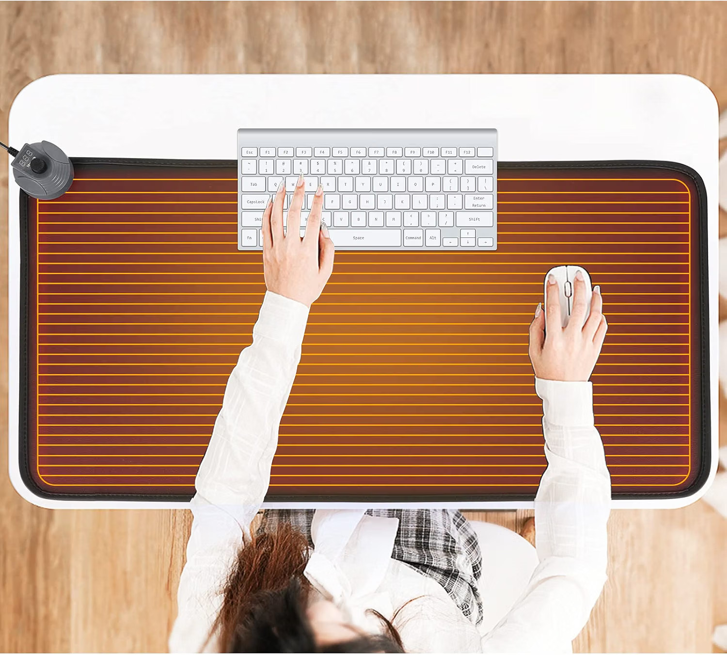 Mymyth Heated Desk Pad, Warm Mouse Foot Warmer - 8 Speeds Large, Black 