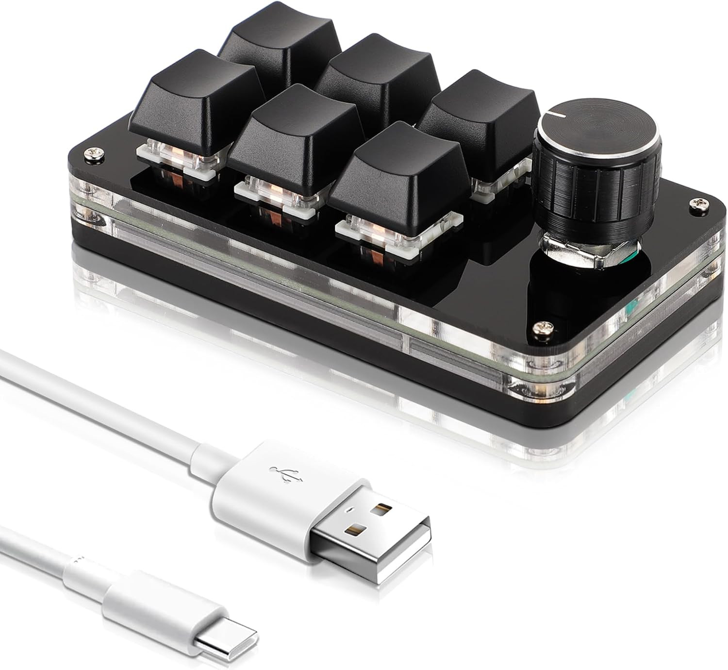 Dioche 6-Key Programmable Mechanical Keypad with Knob, USB Mini Macro Pad