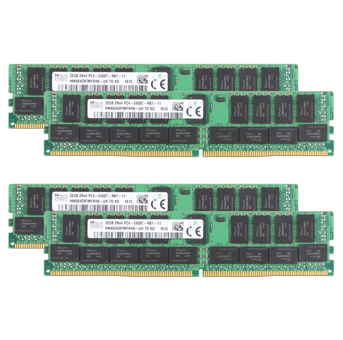 SK Hynix 4x 32GB PC4-2400T-RB1-11 DDR4 REG-ECC Memory DIMM HMA84GR7MFR4N-UH RAM