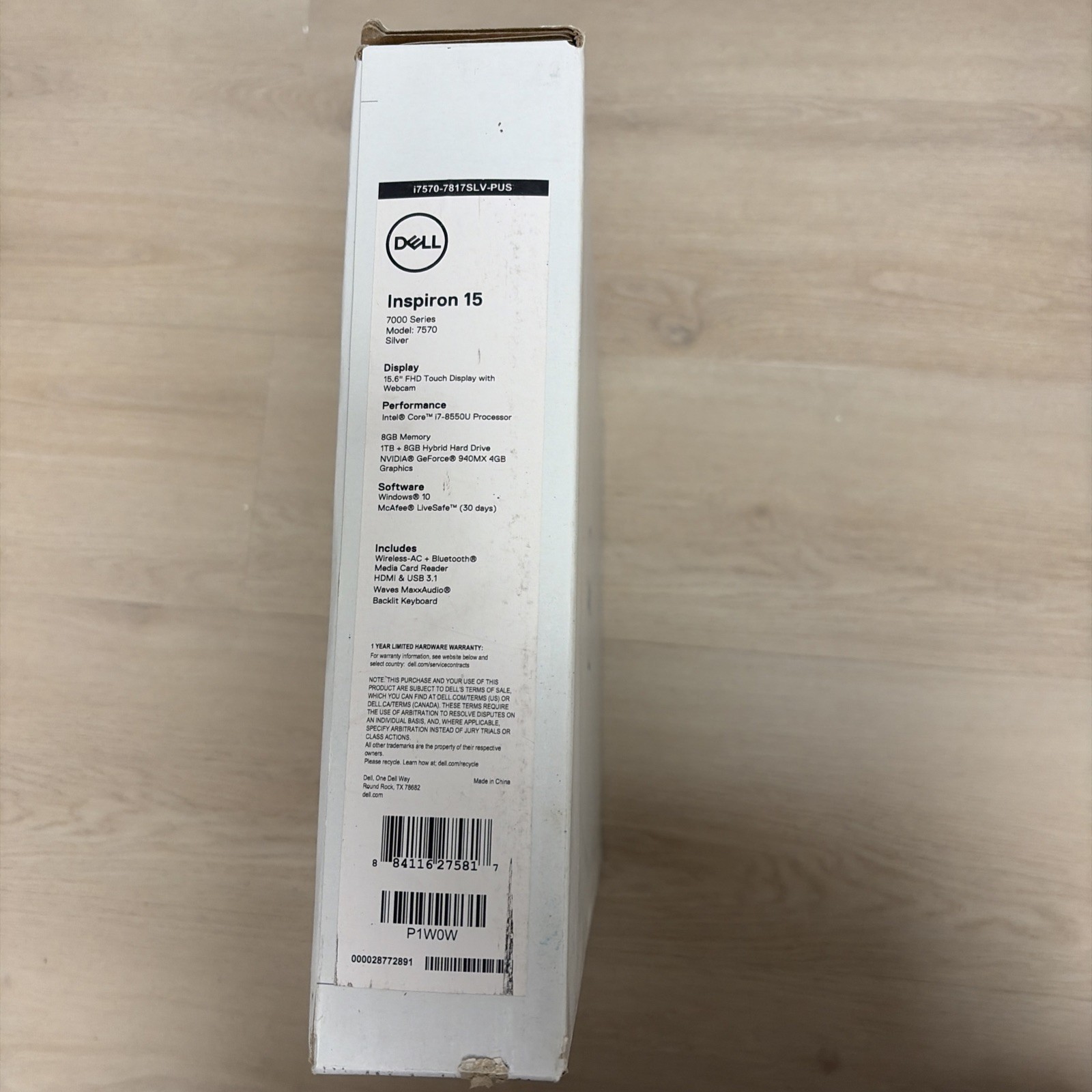 Dell Inspiron 15 7570 15.6" (1TB, Intel Core i7 8th Gen., 1.80GHz, 8GB) Notebook