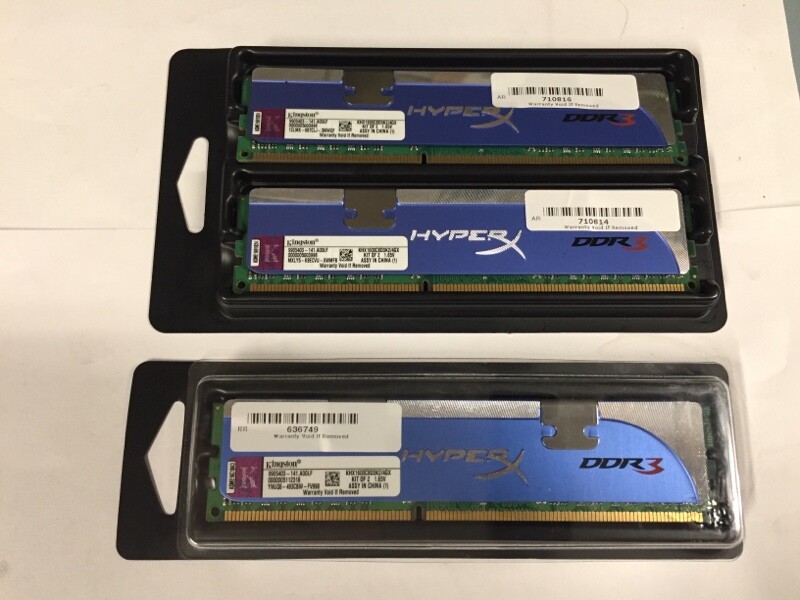 KHX1600C8D3K2/4GX Kingston 6GB lot (3 X 2GB) PC3-12800 DDR3 