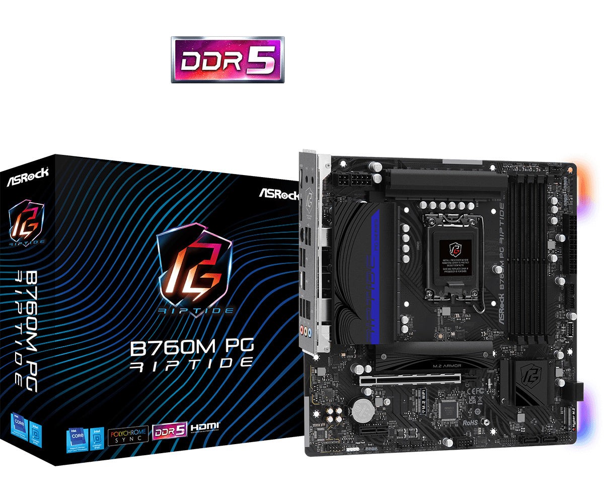 ASRock B760M PG Riptide Motherboard — New | 3-Year Manufacturer's Warranty