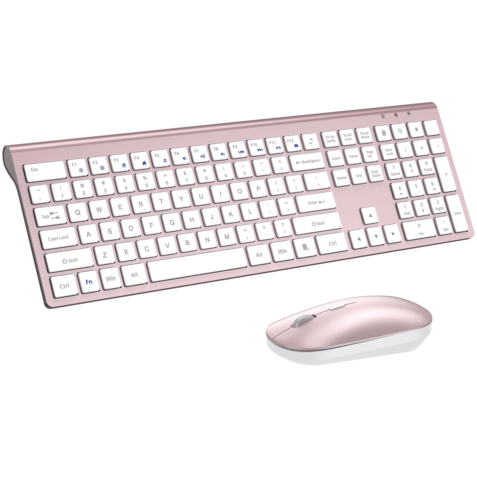 Pink Wireless Full Size Keyboard And Mouse Combo 2.4G Ultra Slim Windows PC