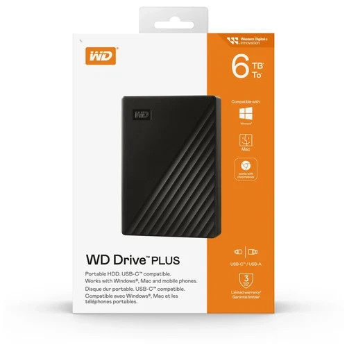NEW WD Drive PLUS 6TB External Portable Hard Drive -