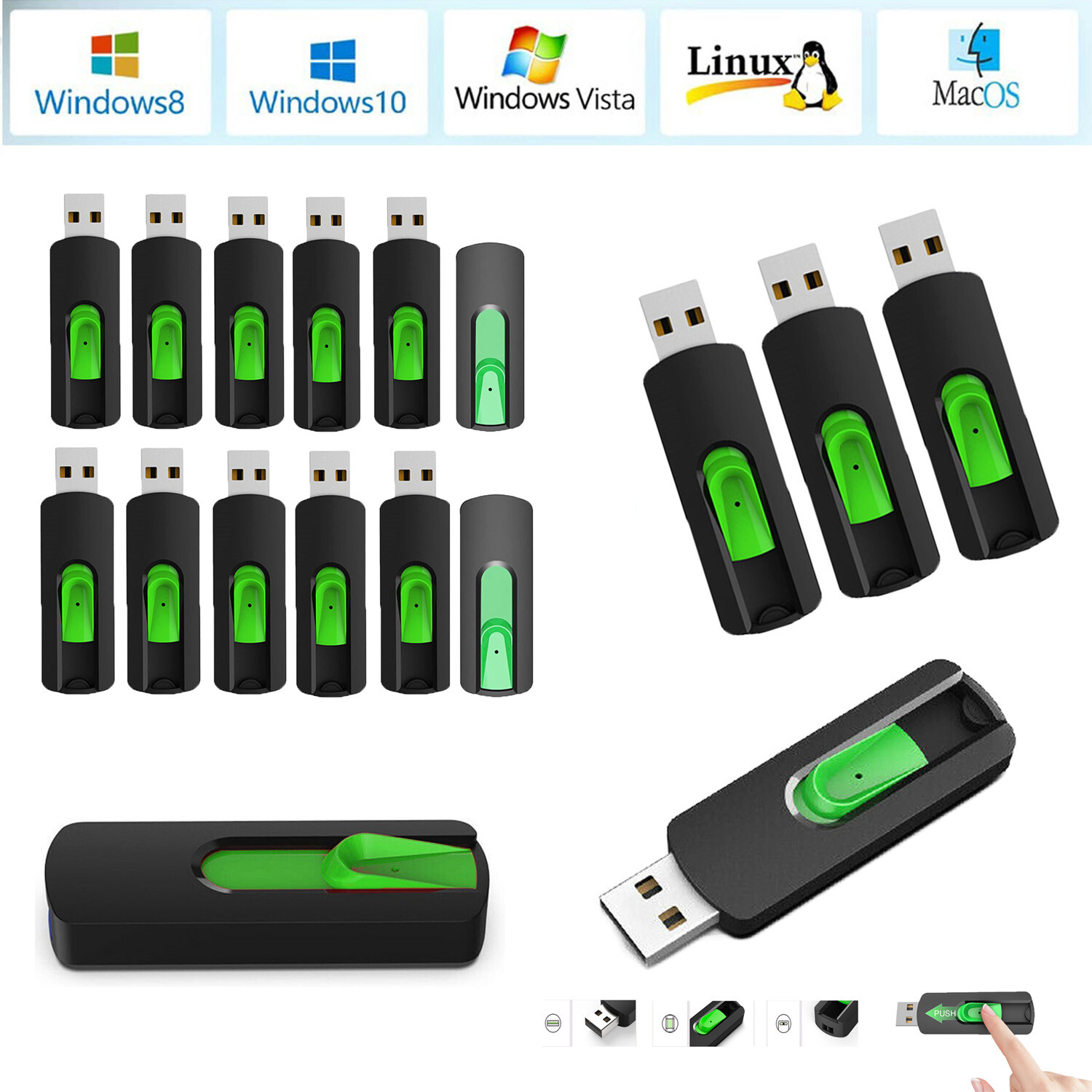 16/32/64/128GB USB 2.0 Flash Drive Memory Stick Thumb Pen Drive for Laptop LOT