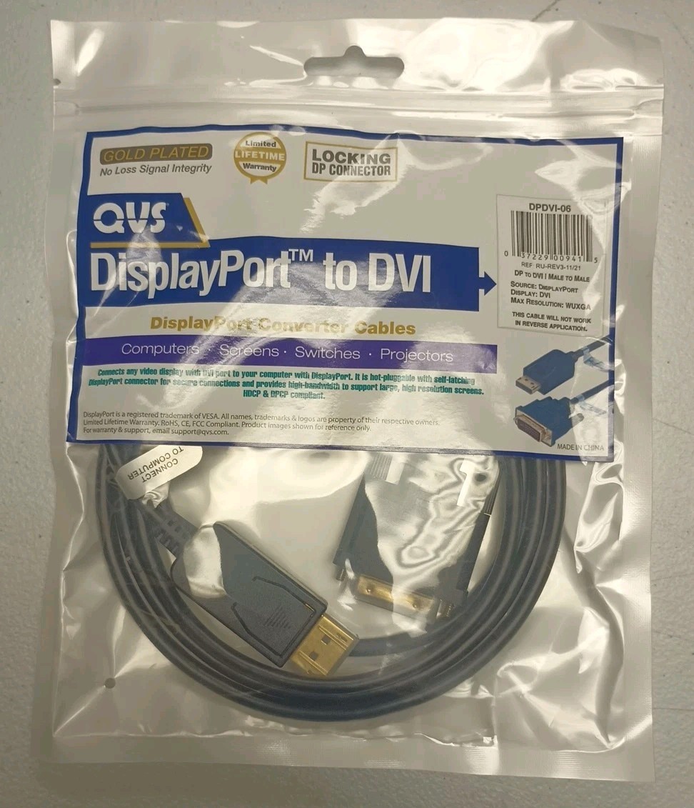 QVS DisplayPort To DVI Digital Video Cable - DPDVI-06