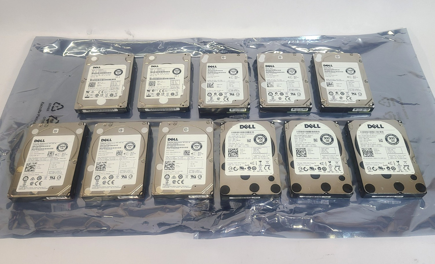 Mixed Lot of 11 Dell 300GB SAS 6Gbps 12Gbps 2.5" Hard Drives