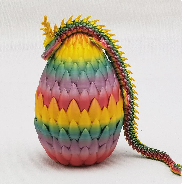 Dragon Egg 3D Printed Toy Rainbow Color 01 Lotus Set 13cm Egg + 35cm Dragon
