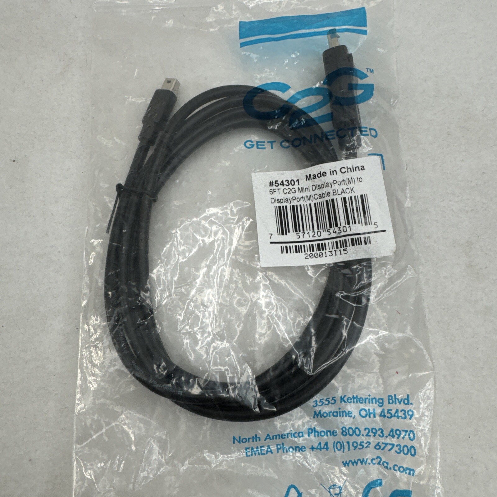 C2G Cables to Go 54301 6' Mini DisplayPort to DisplayPort Male/Male Adapter