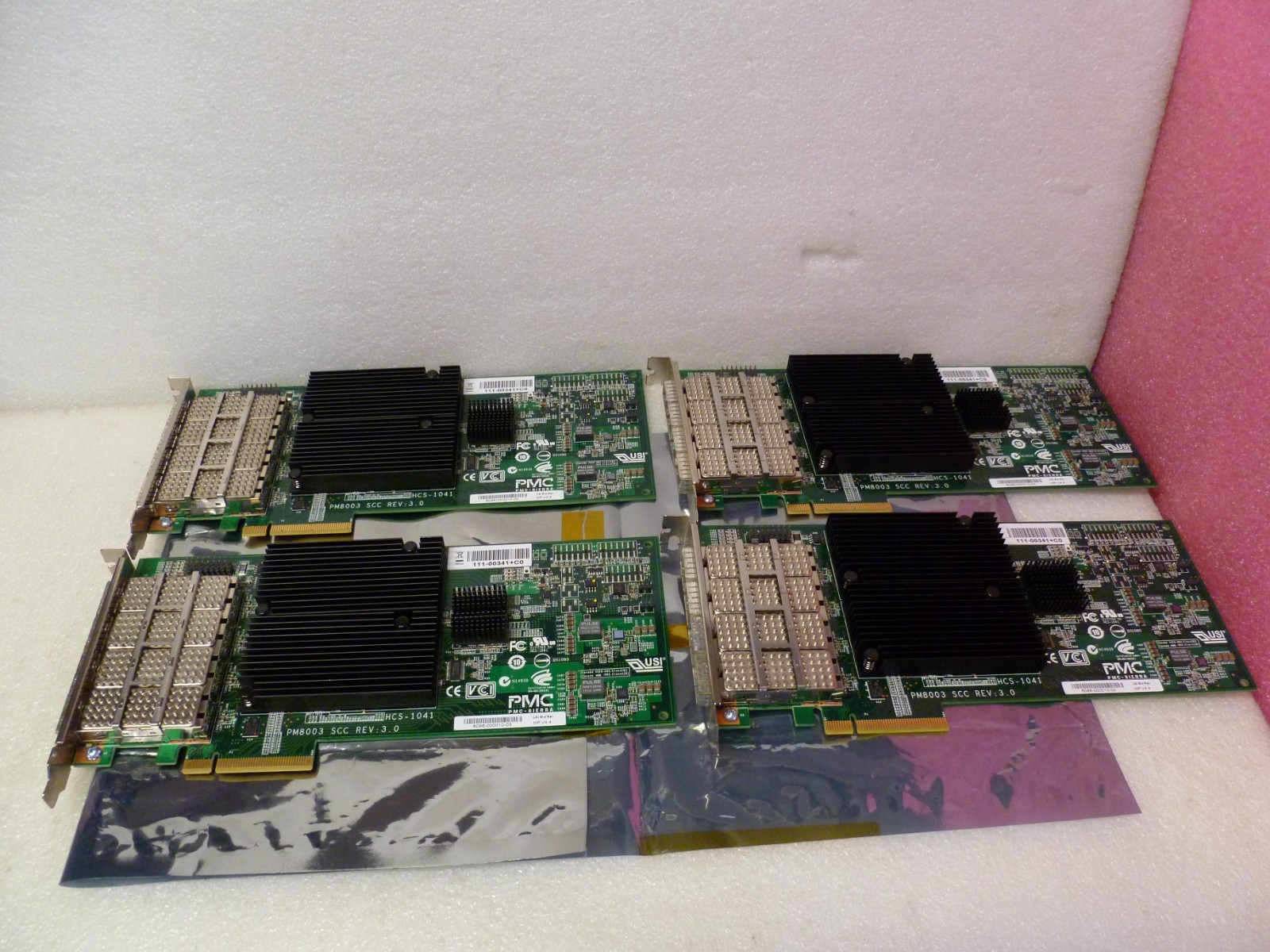 LOT OF 4 NetApp 111-00341+C0 SAS 4-Port QSFP Controller PMC Sierra PM8003 REV 3