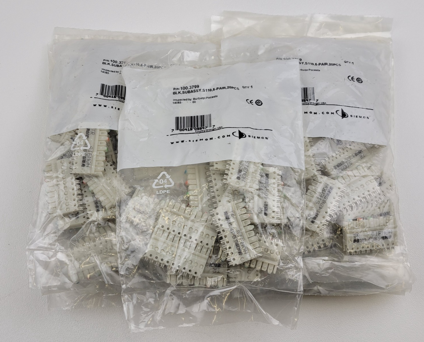 Siemon 100.3799 S110 5-Pair Connecting Block Clips CAT5e - 140 Pieces TOTAL