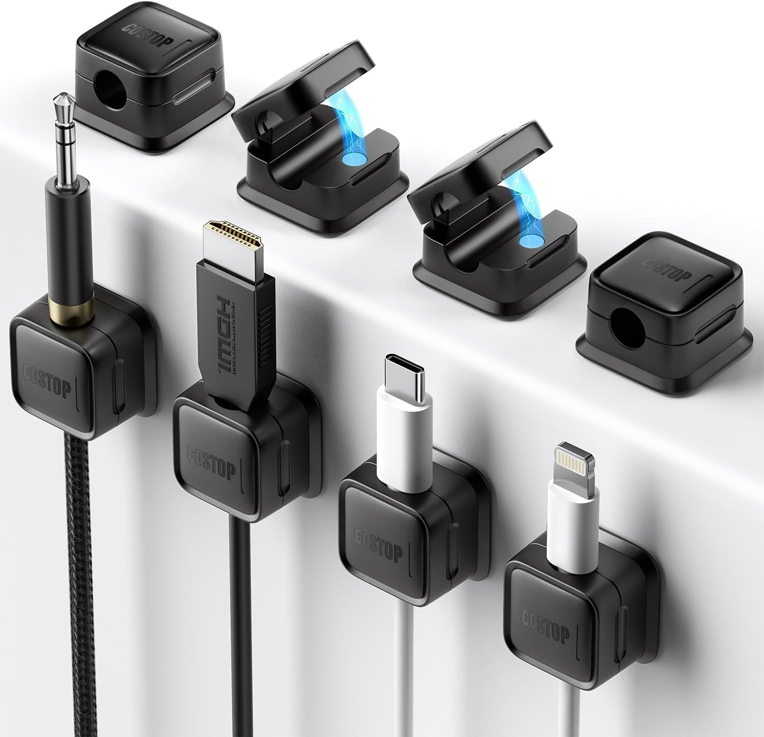 organizador cables 8 piezas soporte magnetico adhesivo escritorio hogar oficinaa