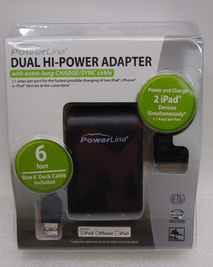 DUAL USB Port Hi Power Wall Charger Universal USB PowerLine 90342 2.1-Amps NEW