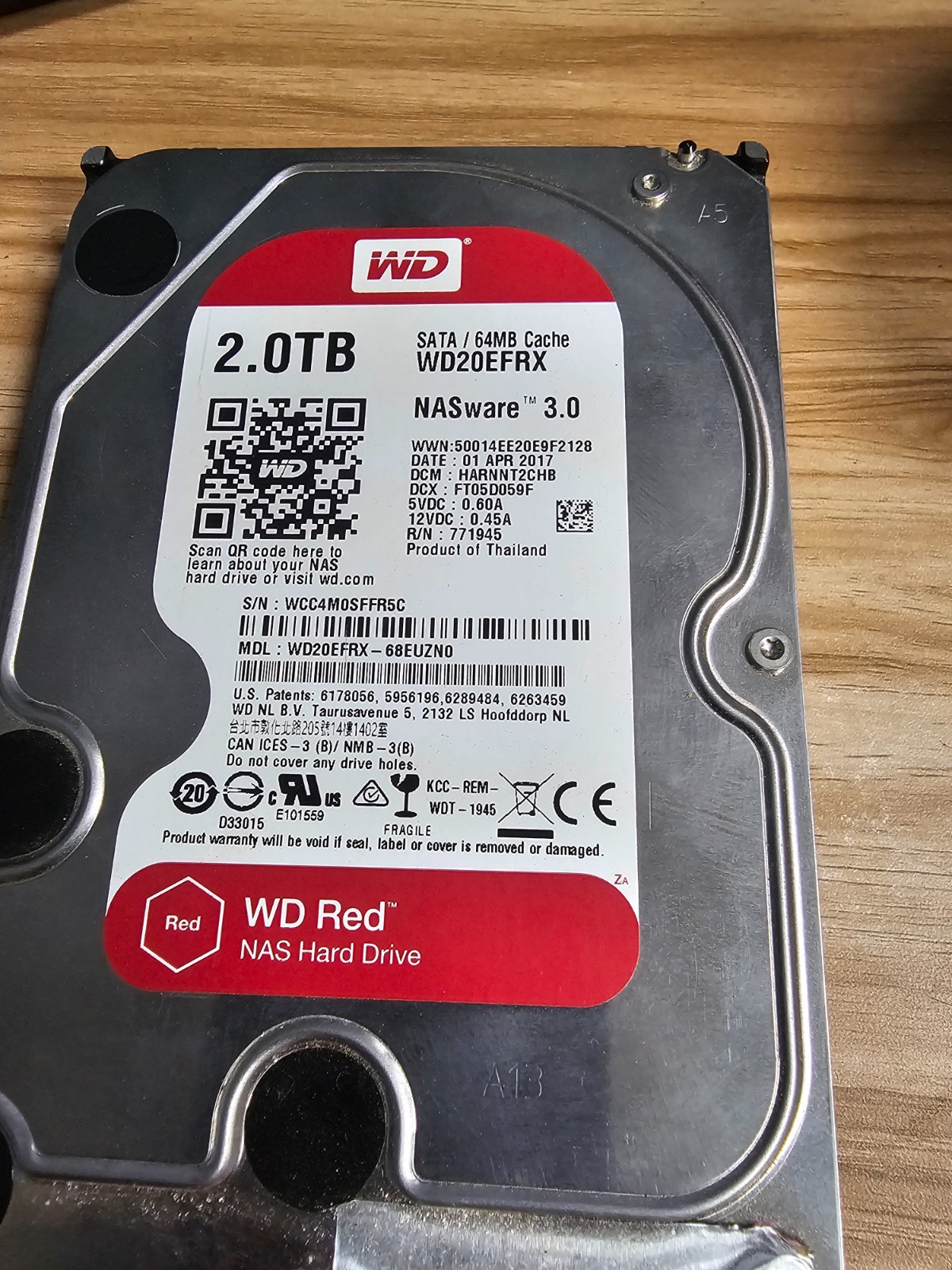 WD Red 2TB SATA NAS 3.5" HDD WD20EFRX - SMART TESTED, WIPED