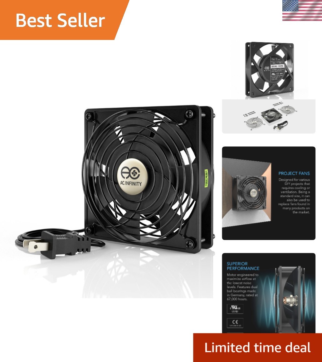 AXIAL 1225 Quiet Muffin Fan - 120V AC, 120mm x 25mm, 30 dBA, Versatile Cooling