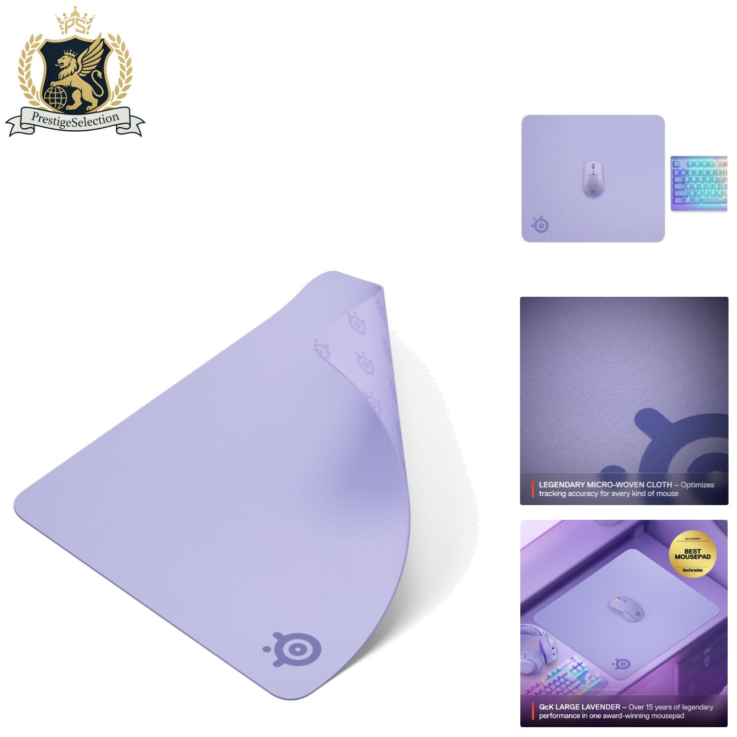 QcK Large Lavender Gaming Mouse Pad - Micro-Woven Surface for Precision Control