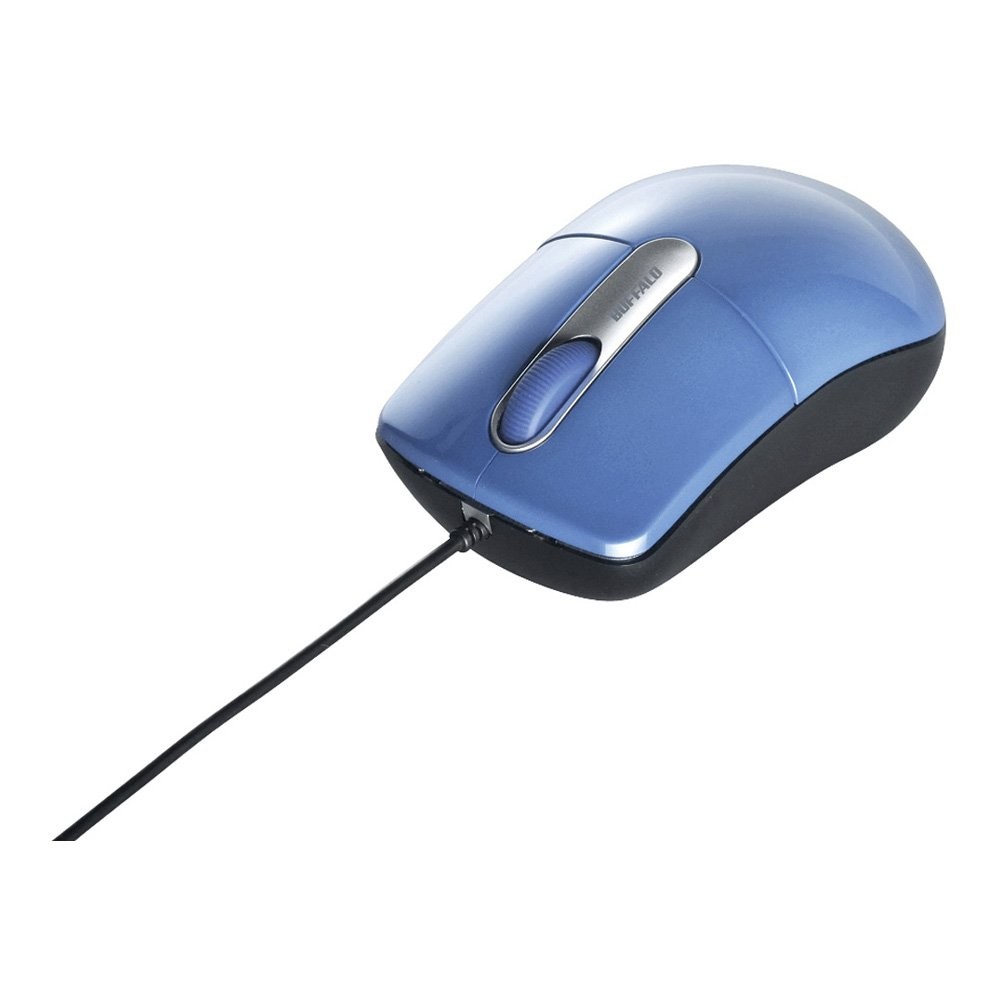 BUFFALO Wired Optical Mouse Quiet/3Button/MSize Blue