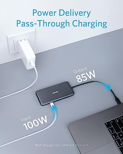 USB C HUB, 341 USB-C HUB (7-IN-1) WITH 4K HDMI, 100W POWER DELIVERY, USB-C ANKER