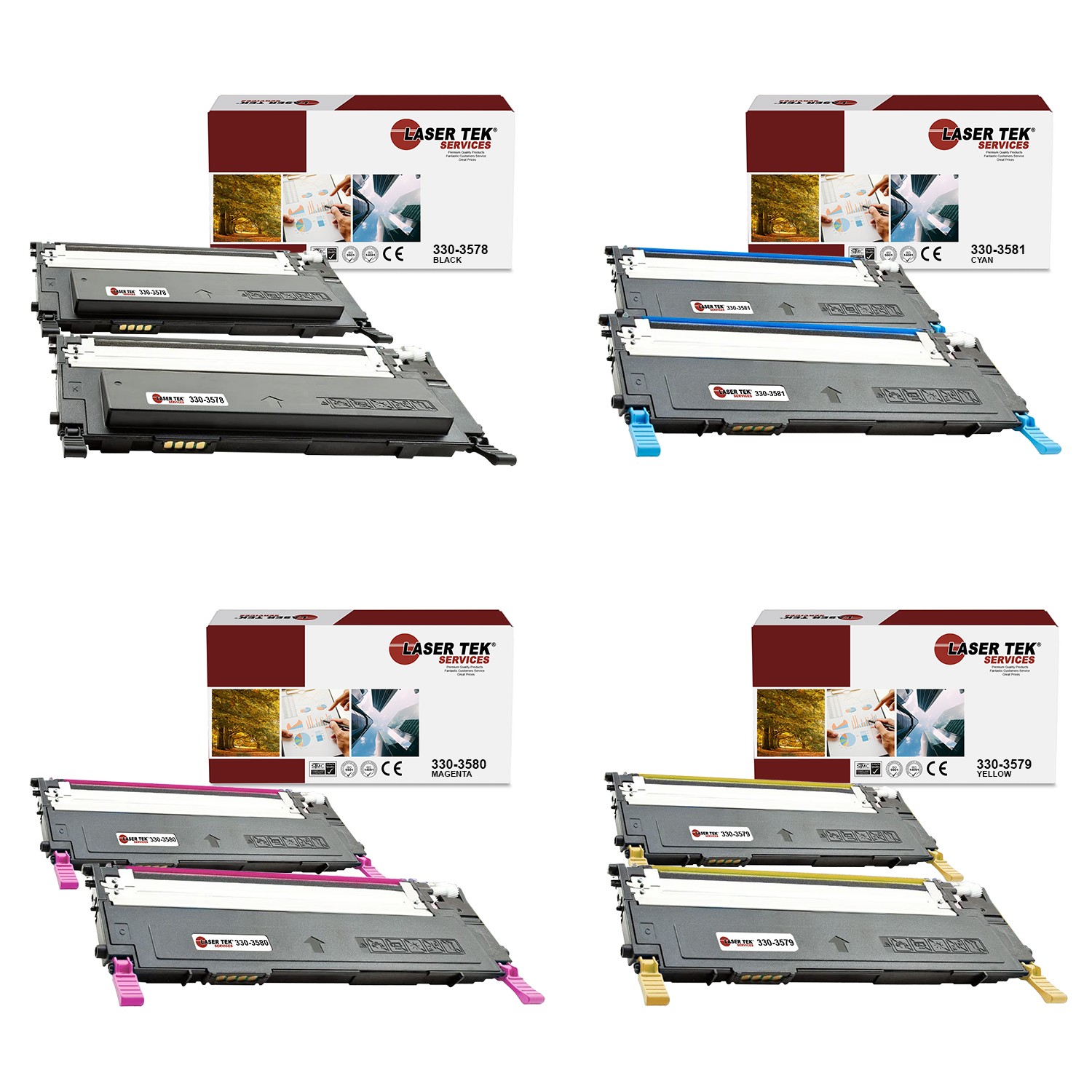 8Pk LTS 1230 B C M Y Compatible for Dell 1230C 1235CN Toner Cartridge