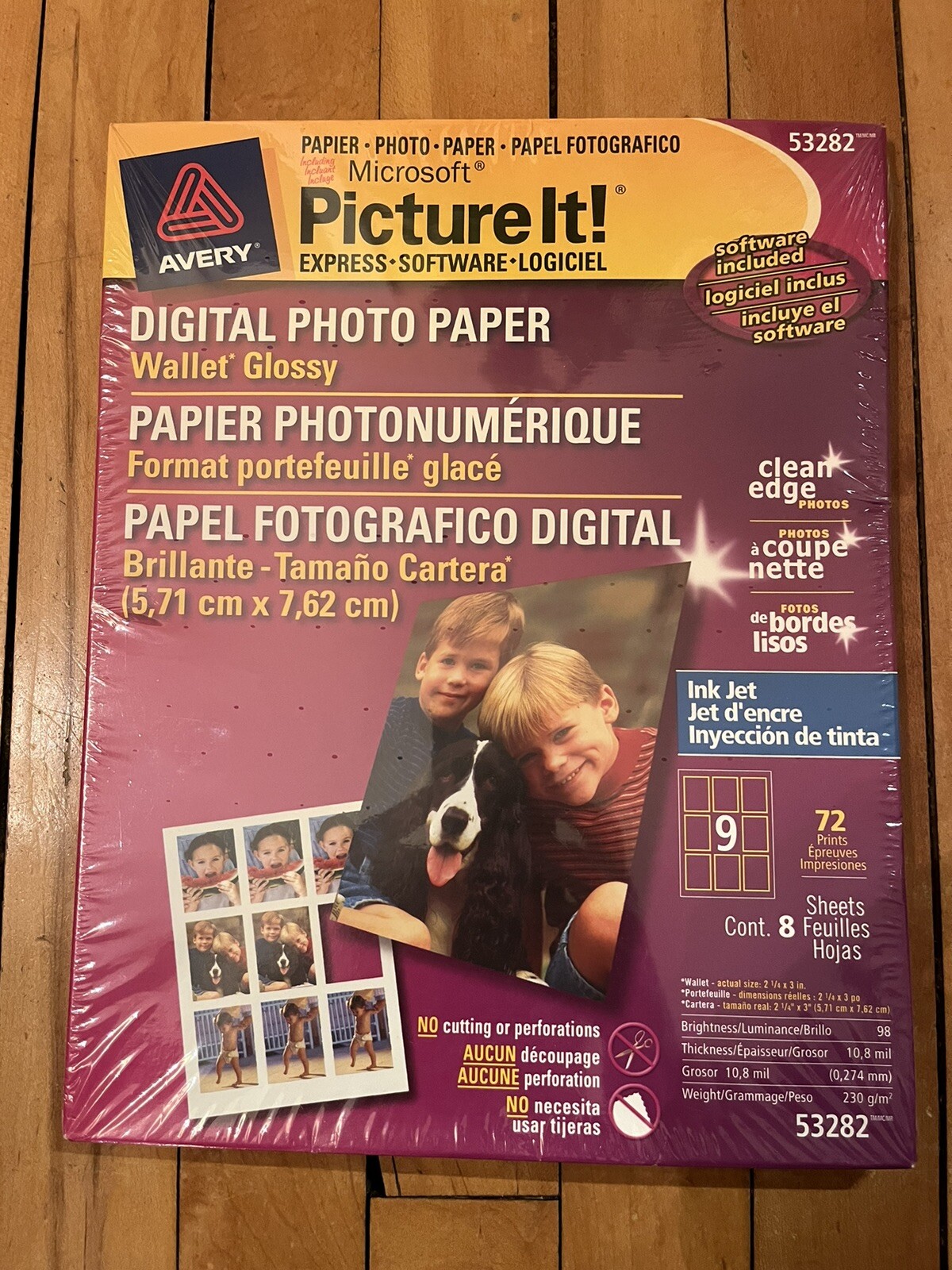 Avery Digital Photo Paper Wallet Glossy Microsoft Picture It 8 Sheets/72 Prints