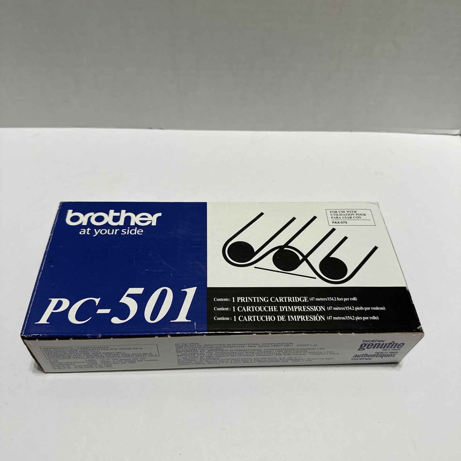 Brother PC-501 Printing Cartridge Printer Ink for FAX-575 New Authentic