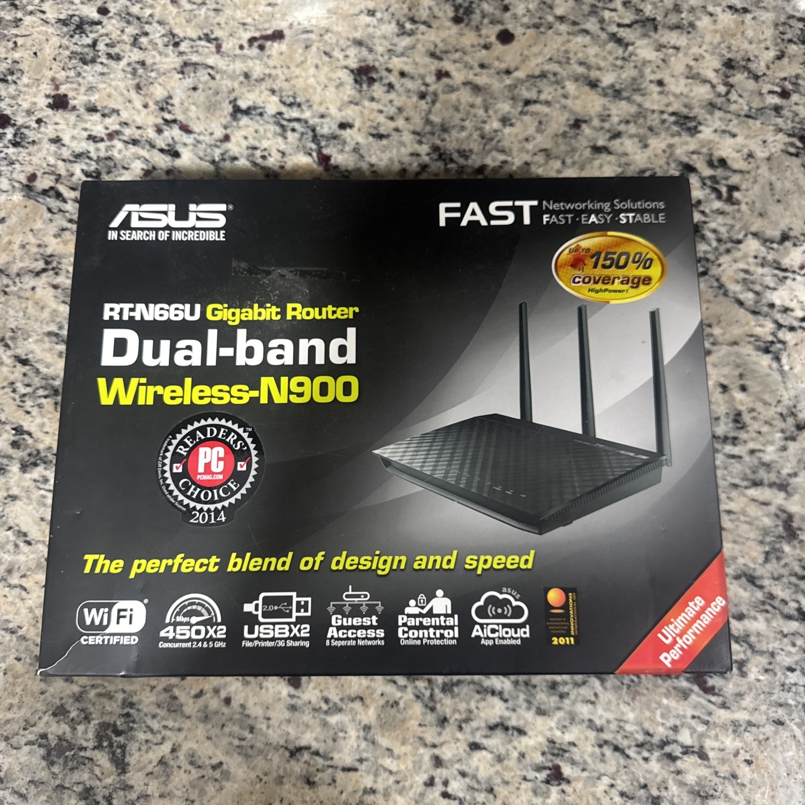 ASUS RT-N66U 450 Mbps 4-Port Gigabit Wireless N Router. Used and Great condition