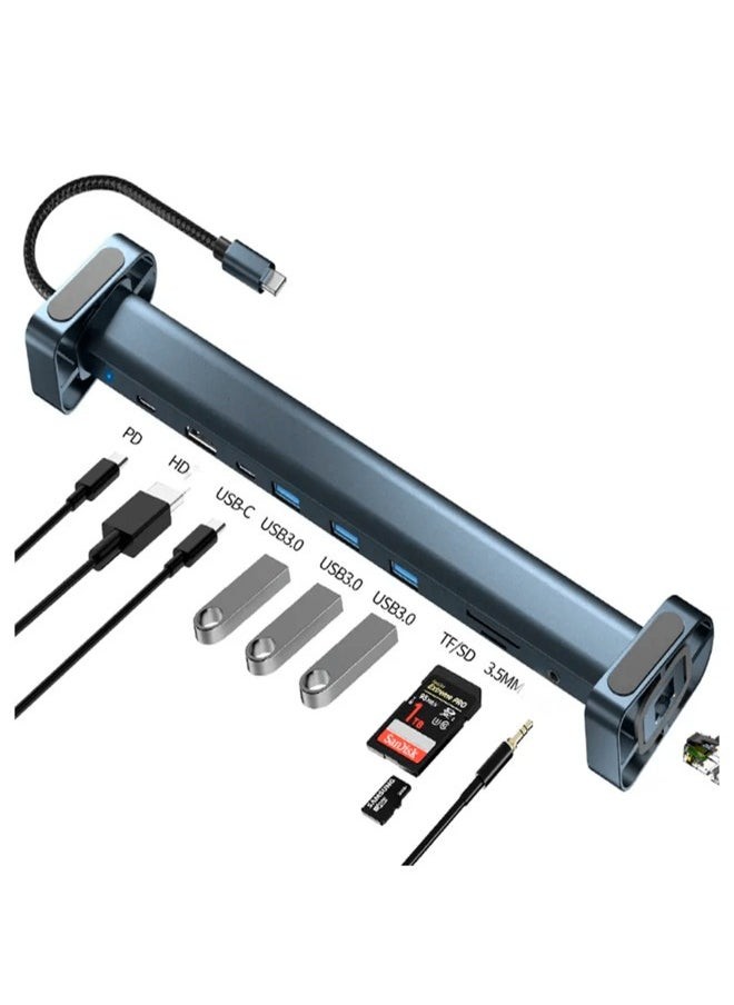 GRAY - GENERIC 10 IN 1 USB C HUB DOCKING STATION USB C ADAPTER MULTI PORT