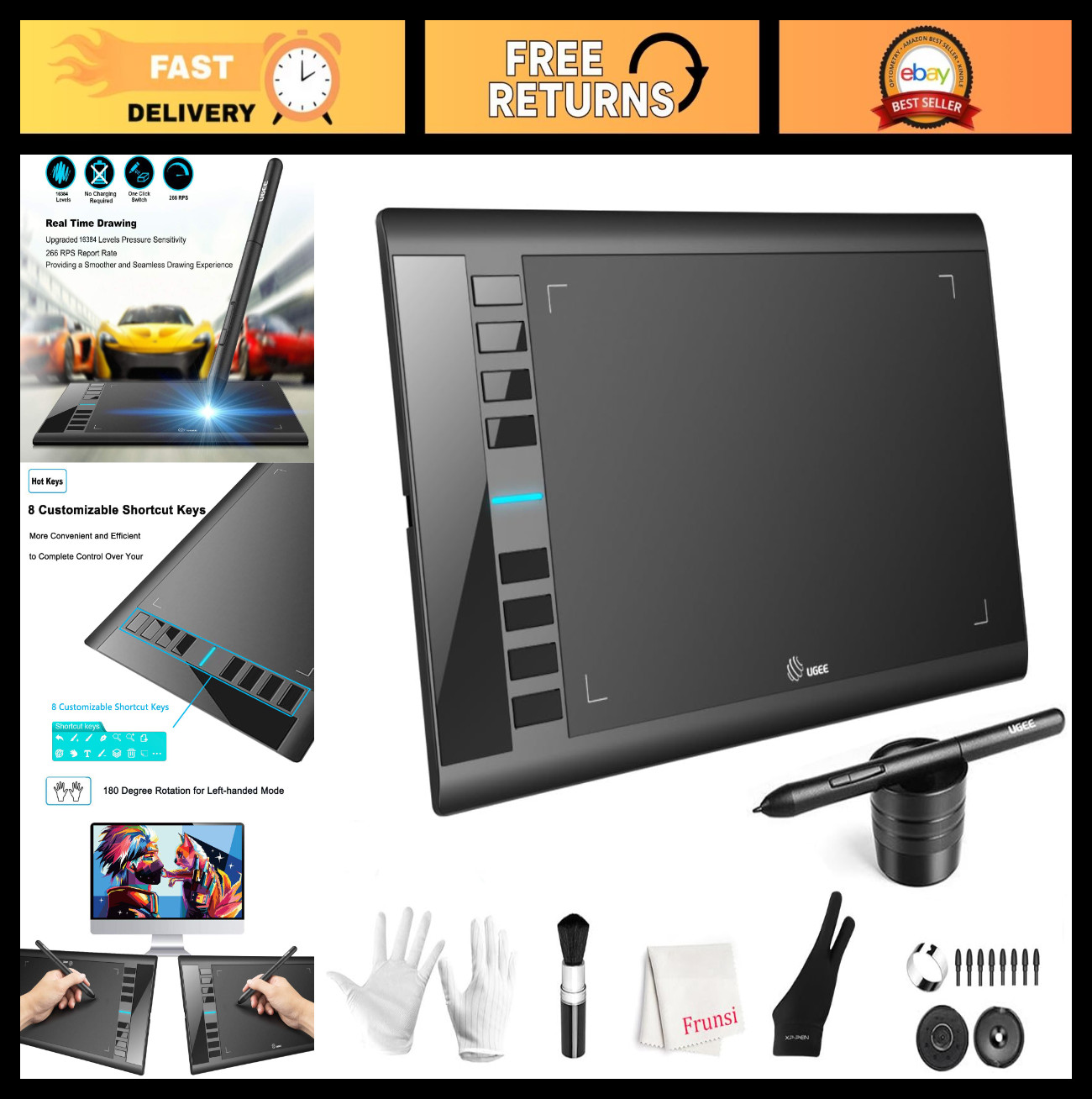 Large 10x6 Inch Drawing Tablet - Digital Art Graphics Pad for Artists & Designer