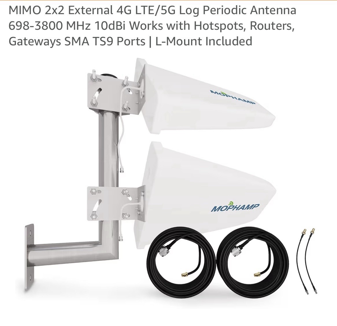 MIMO 2x2 External Antenna Kit for 4G LTE/5G Hotspots & Routers Wideband High ...