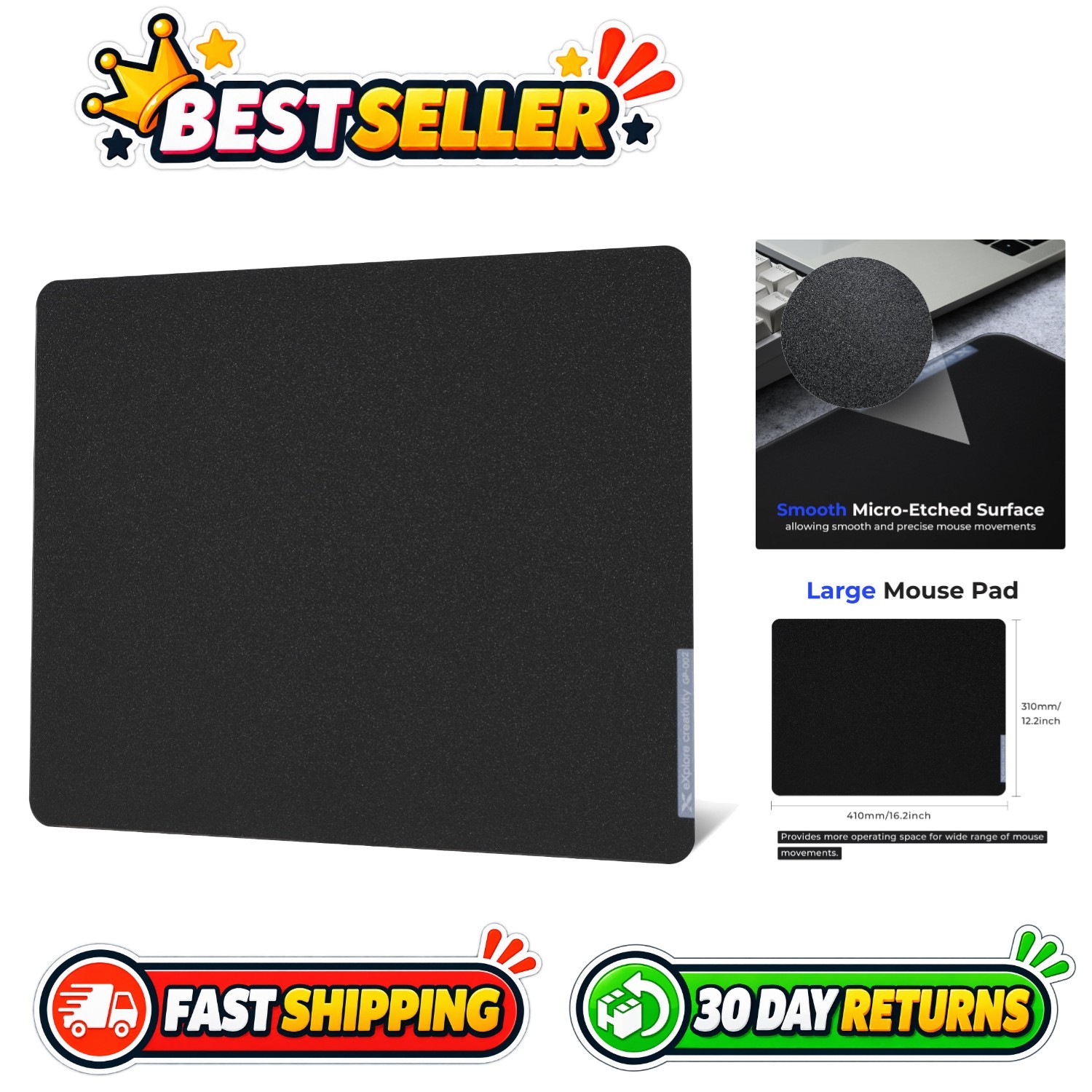 XVX Tempered Glass Gaming Mouse Pad Large 16.2x12.2 inch Non-slip Smooth Surface