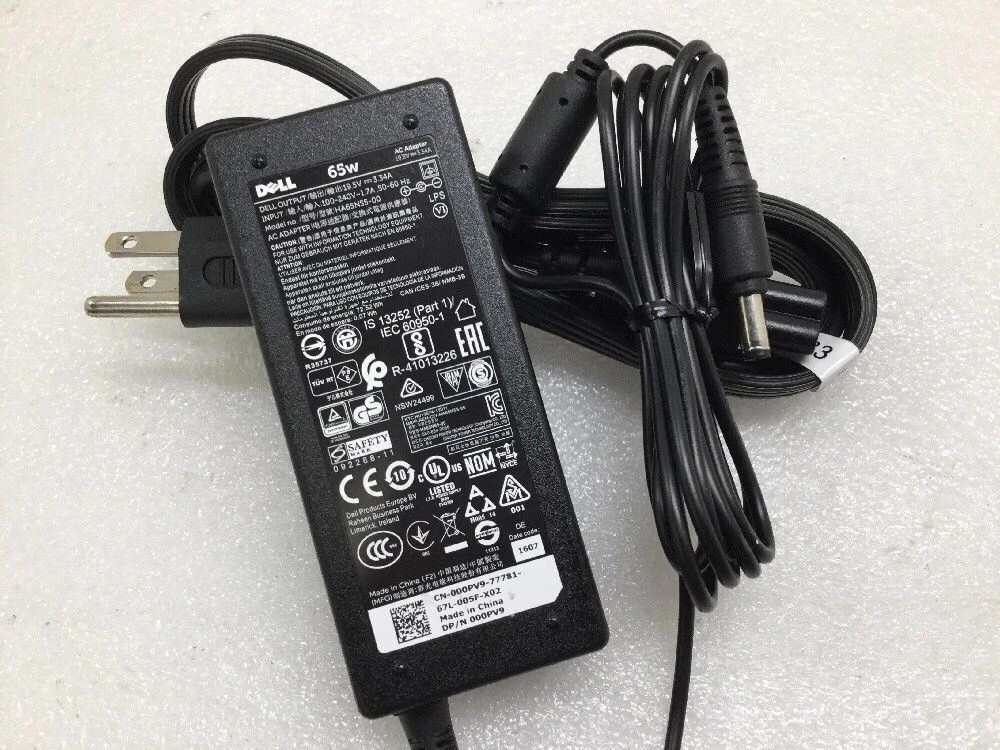 NEW OEM Dell 65W Adapter HA65NS5-00 000PV9 19.5V 00PV9 Power Supply 5.5mm tip