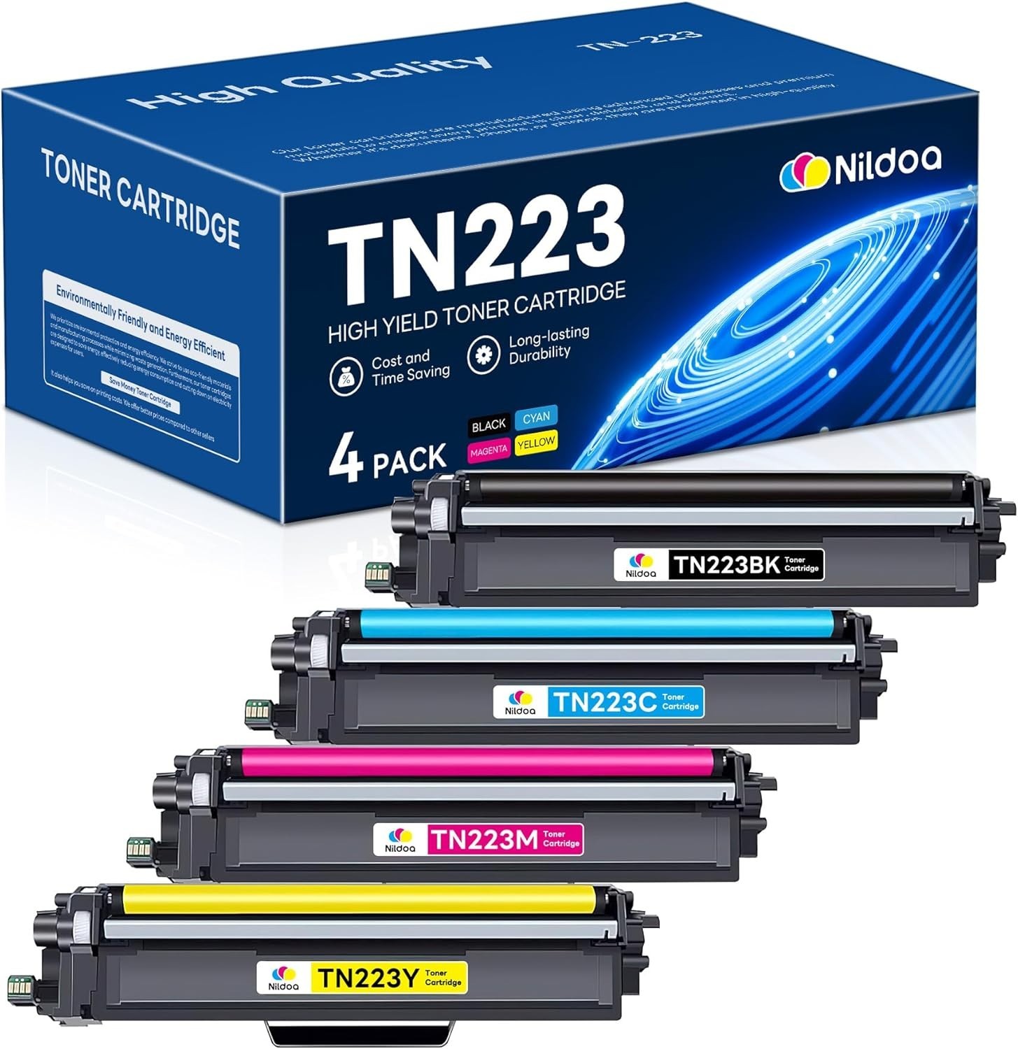 TN223 TN-223BK/C/M/Y Toner Cartridges 4 Pack Replacement for Brother TN-223