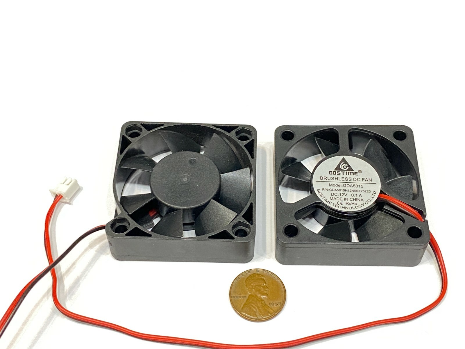 2 Pieces 12v 50mm x 15mm Cooling Fan Brushless Axial 5015 50x50x15mm 2Pin E34