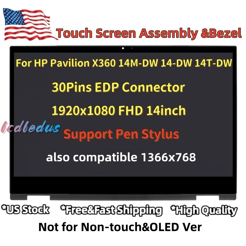 M23861-001 Nt140whm-n61 for HP Pavilion X360 14m-dw1013dx LCD Touch Screen 14''