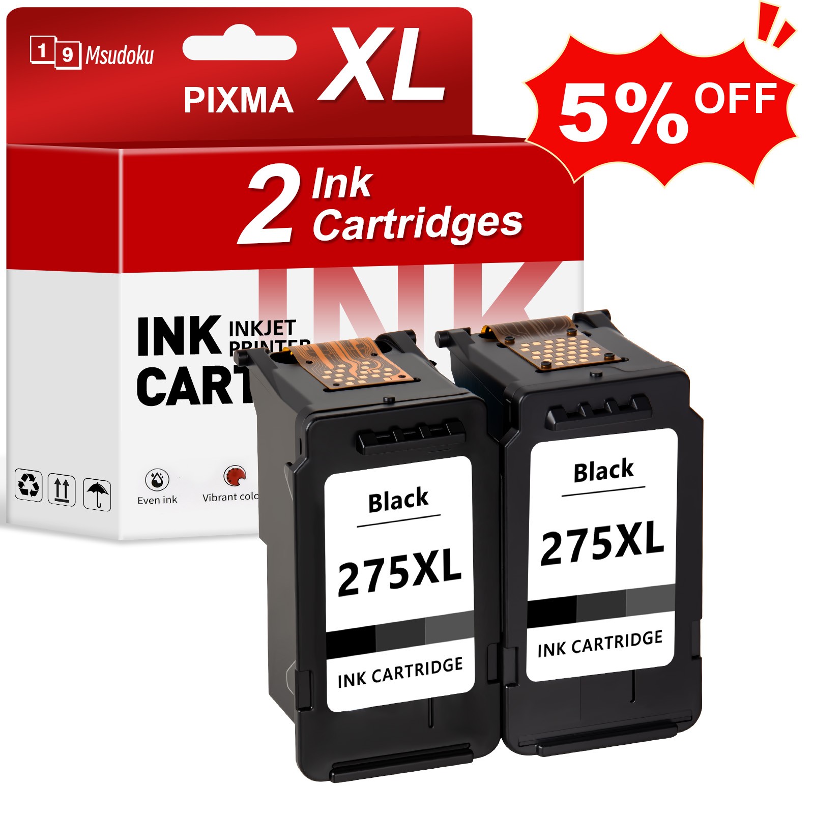 2 Pack PG-275XL Ink Cartridges Black For Canon PIXMA TR4700 TR4722 TS3720 TS3520