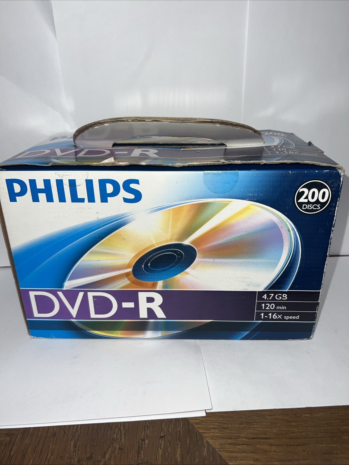 200 PHILIPS Blank white Ink Jet Hub Printable 16X DVD-R DVDR  4.7GB Media Disc