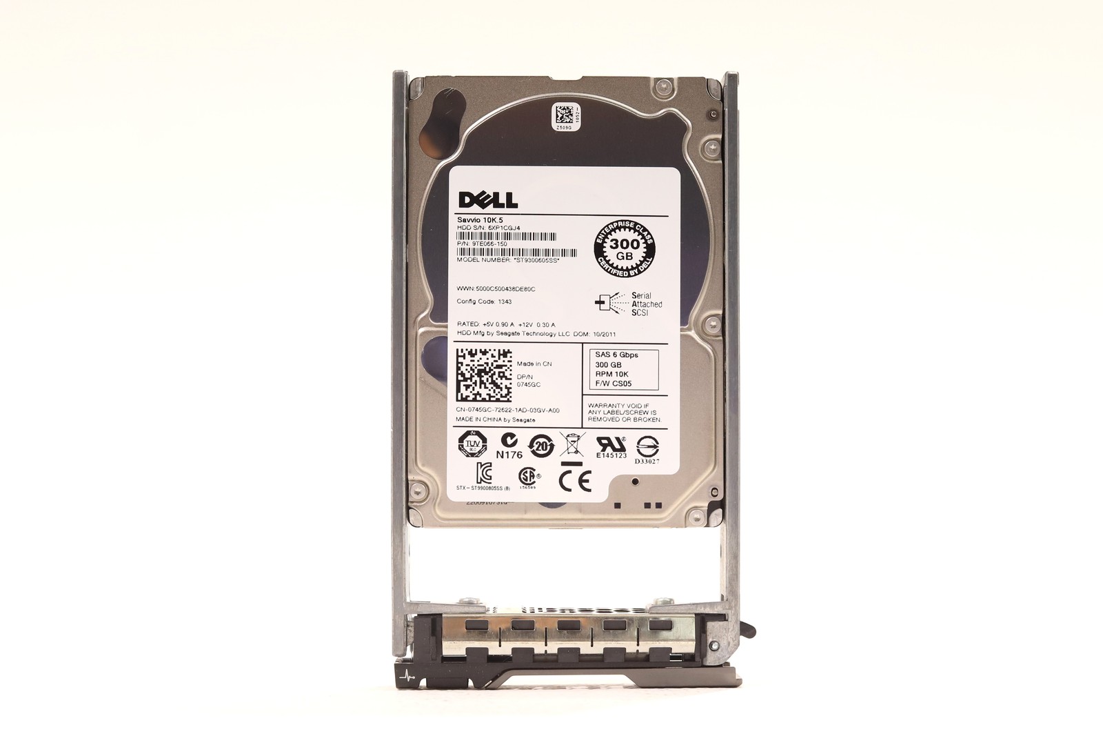 Dell ST9300605SS 300GB 2.5" 6Gb/s 64MB 10K RPM SAS HDD W/Caddy Dell P/N: 0745GC
