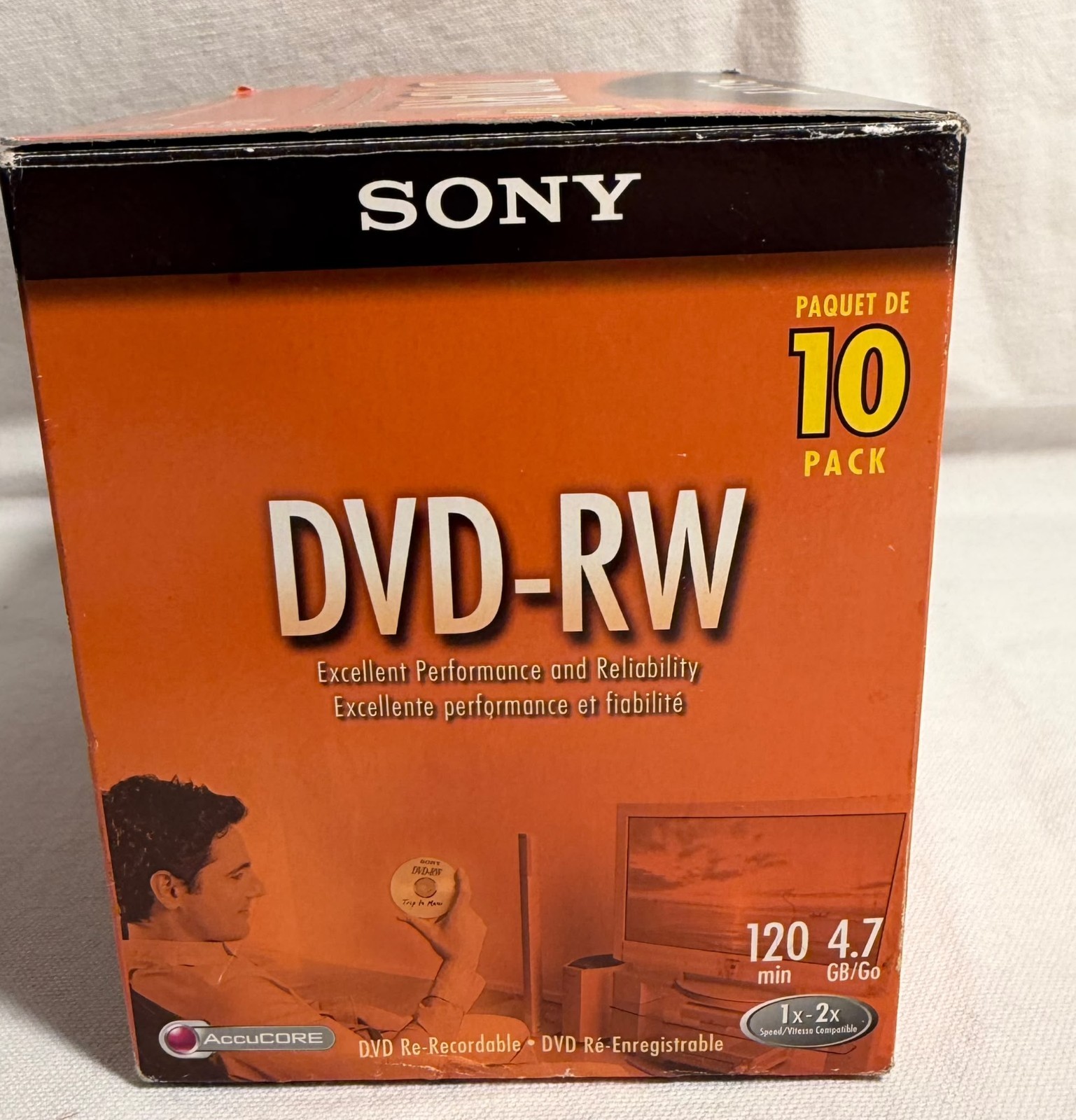 Sony AccuCORE DVD-RW 10 Pack 4.7GB 120 Min 1x-2x Rewritable 10DMW47L2