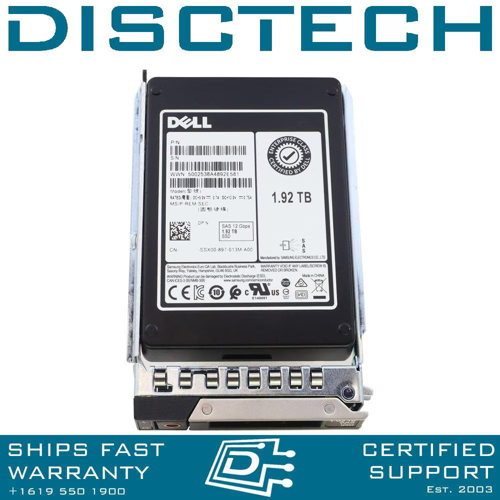 Dell 400-BBQP / D2N1D 1.92TB 2.5" SFF 12Gbps TLC HS 512 SAS SSD PM5-R