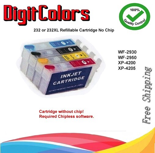232 232XL Alternative Refillable Cartridge  No Chip for WF-2930 WF-2950 XP-4200