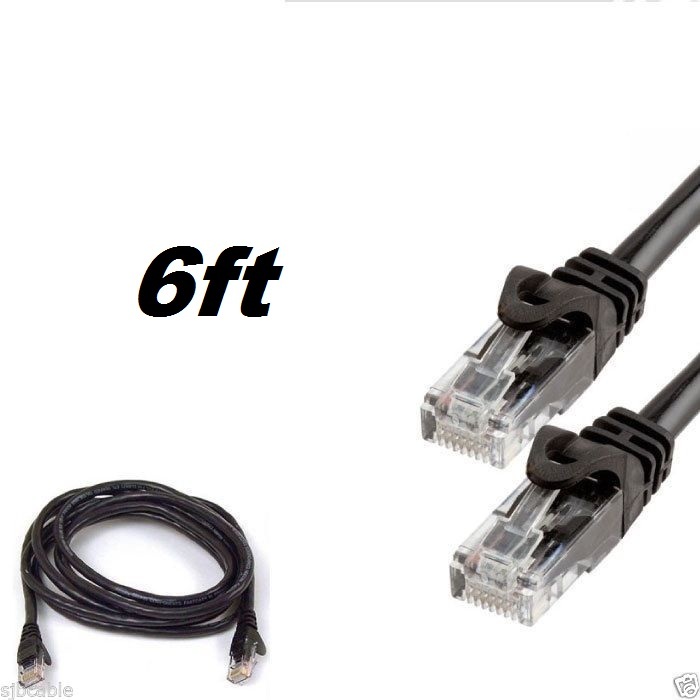 Cat 6 CAT6 Patch Cord Cable Ethernet Internet Network LAN RJ45 BLACK (3ft-200ft)