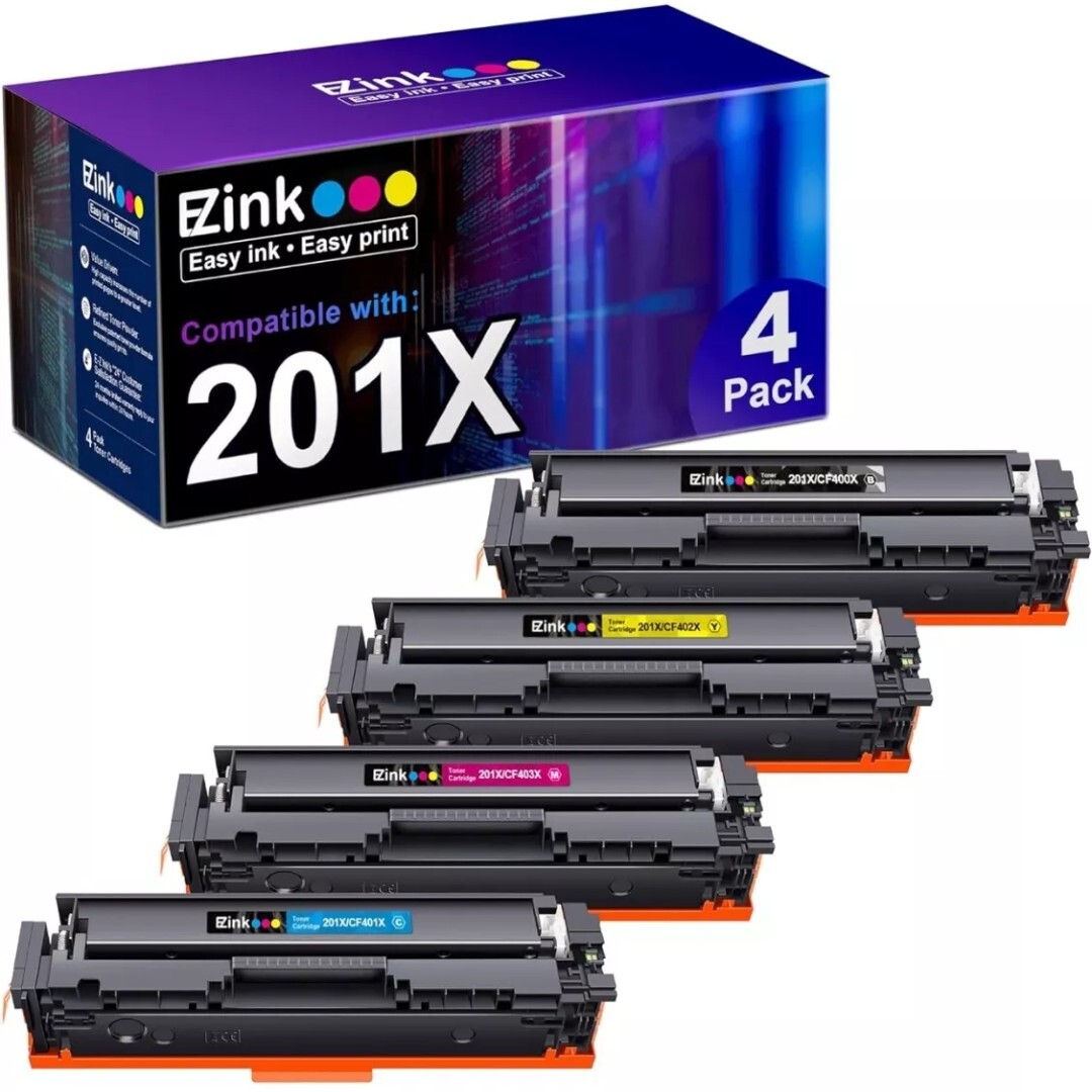 E-Z Ink 201X Compatible for HP 201X Toner Cartridges 4 Pack High Yield CF400