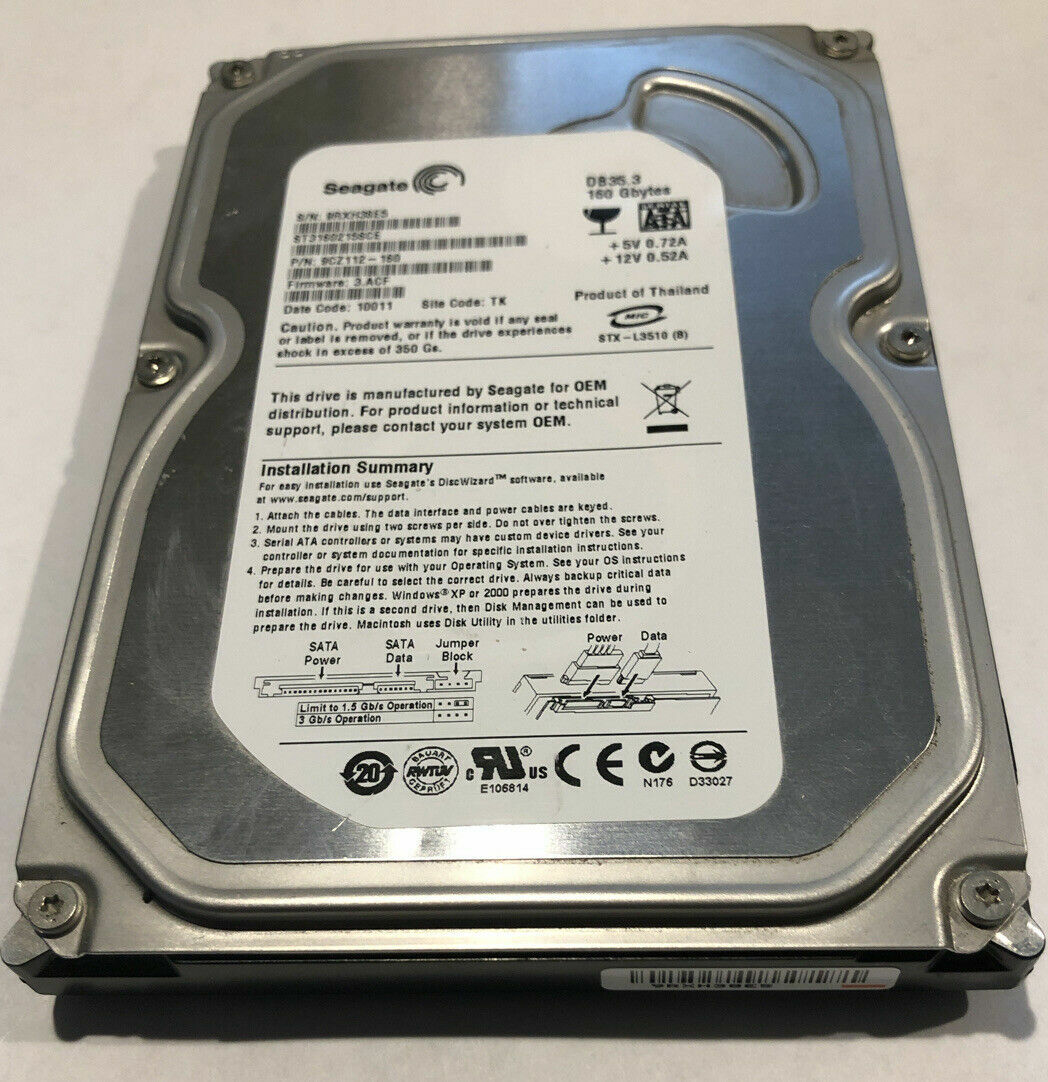 ST3160215SCE Seagate DB35.3 Series 160 GB,Internal,7200 RPM,3.5"-