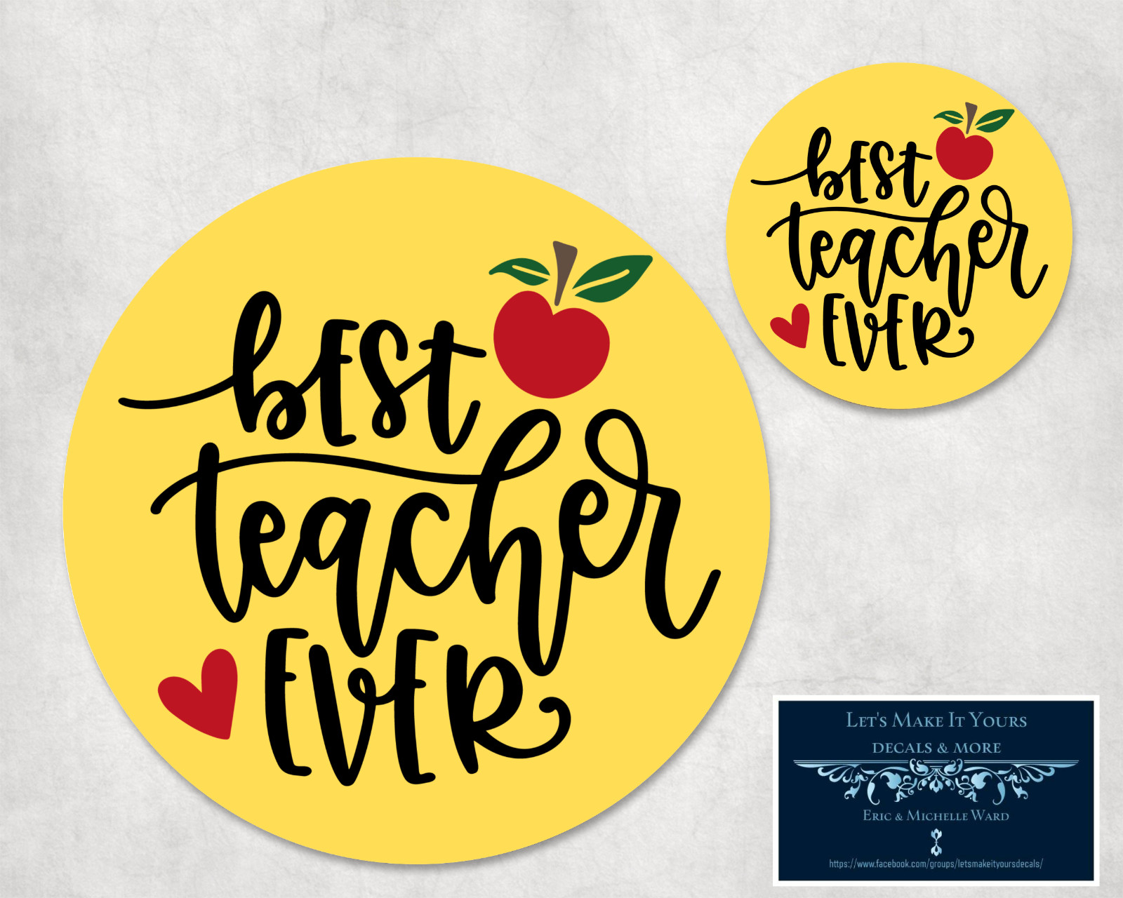 BEST TEACHER EVER CUSTOM ROUND MOUSEPAD & HARDBOARD COASTER OFFICE GIFT SET