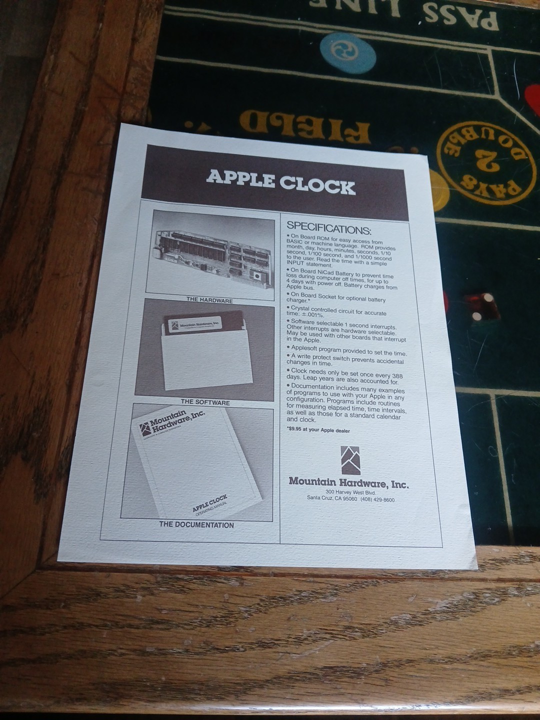 Vintage 1 Page Brochure Mountain Hardware Apple Clock