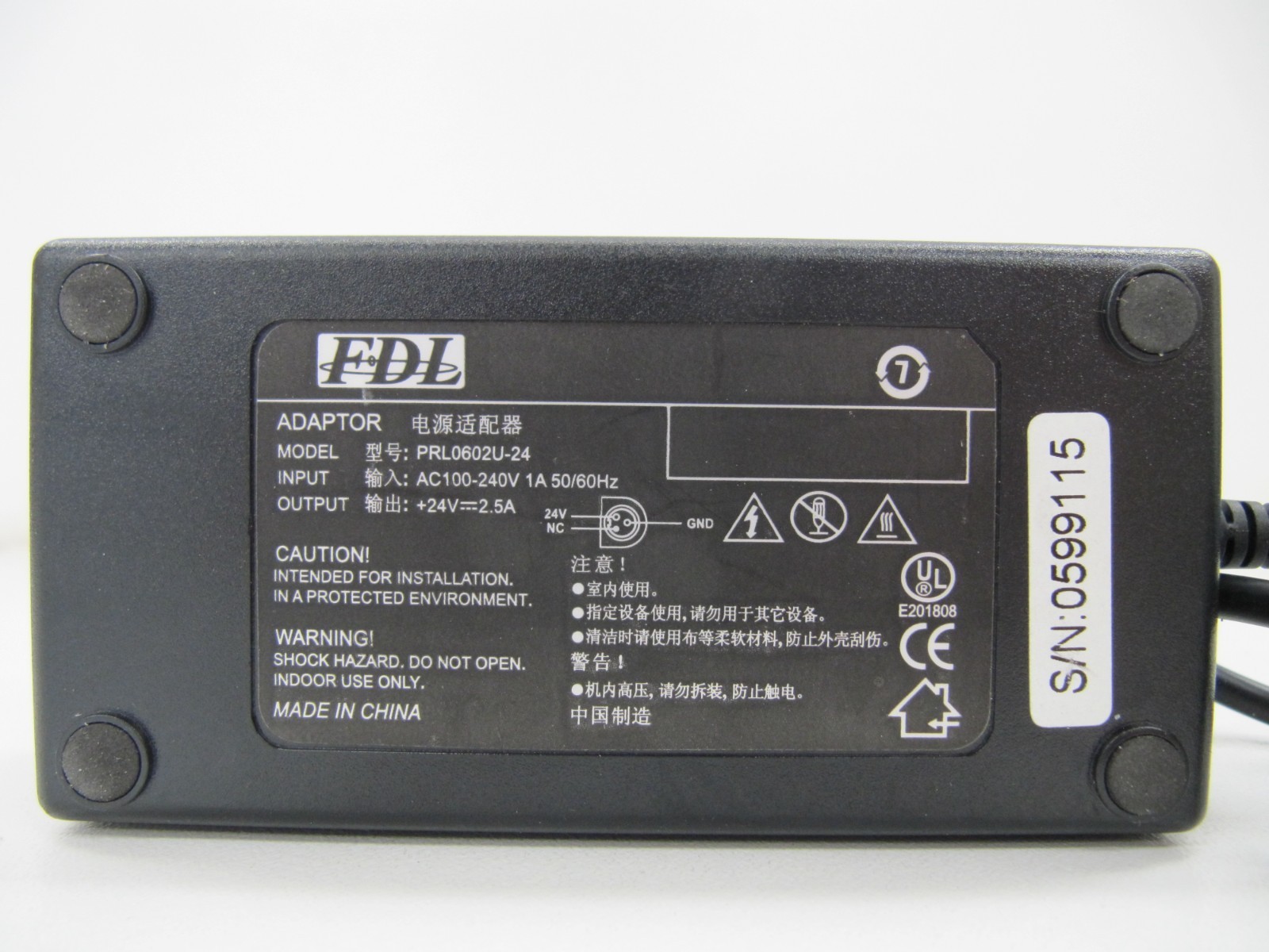 FDL AC Adapter PRL0602U-24 24V 2.5A Power Supply Charger GENUINE