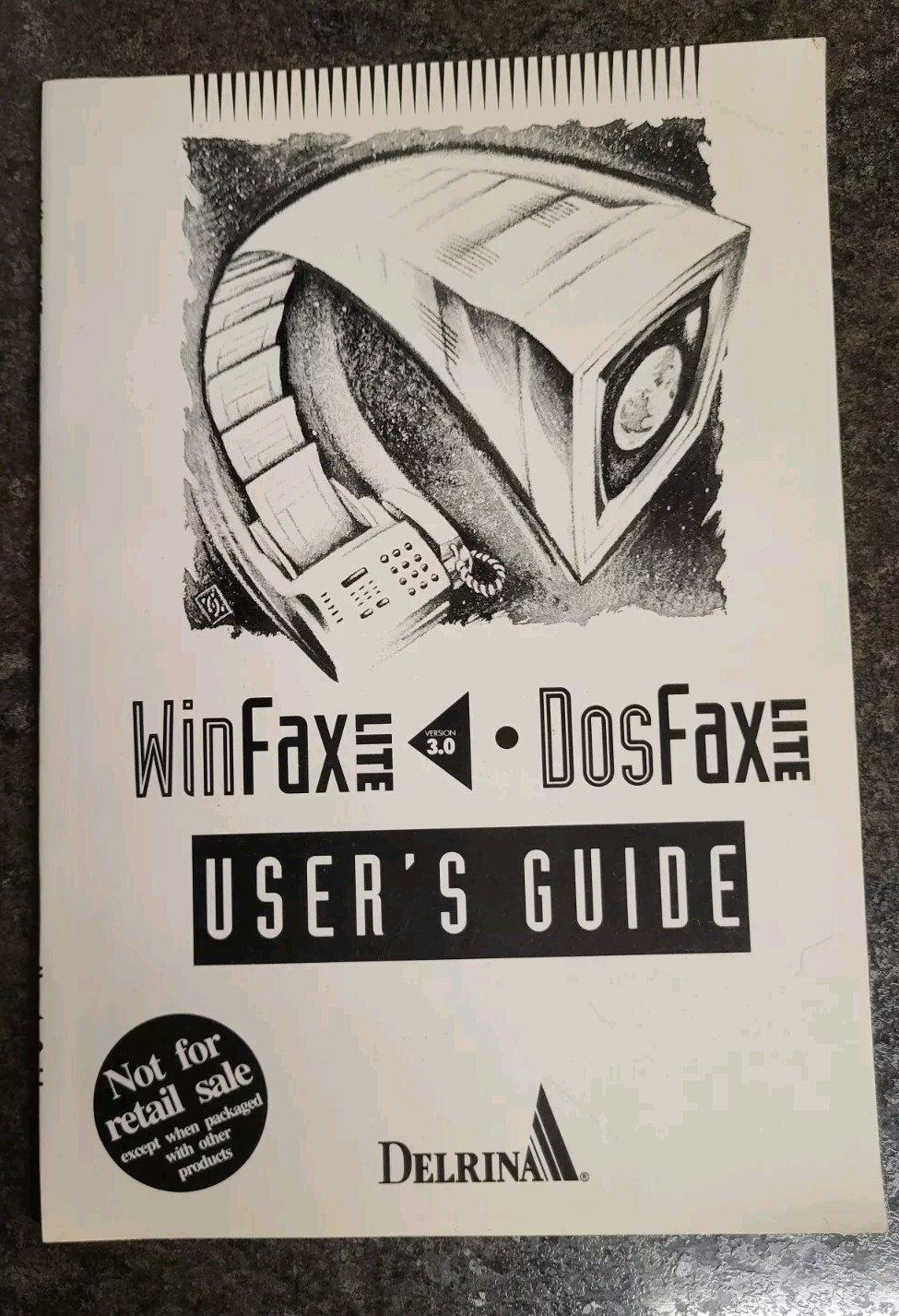 1993 Winfax Lite 3.0 & DOSFax Lite User's Guide by Delrina, First Edition Print 